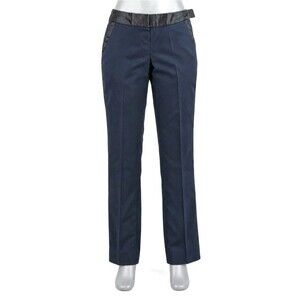 ​Estee Lauder Uniform Pants Sz 4 Navy Tuxedo Satin Trim Straight Leg Workwear